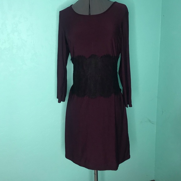 Maroon dress with Black Lace middle - Picture 1 of 2